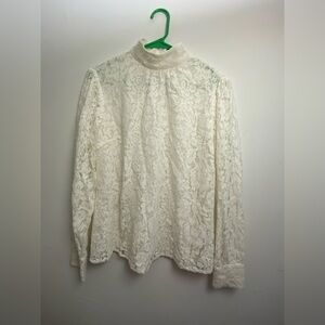 LAUREN RALPH LAUREN HIRIKO LACE LONG SLEEVE TOP SZ 8